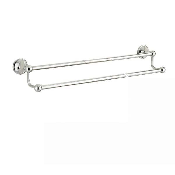 24 in. Wall Mounted Double Towel Bar in Chrome, for Bathroom, Powder Room and Guest Bath Towel Hanging