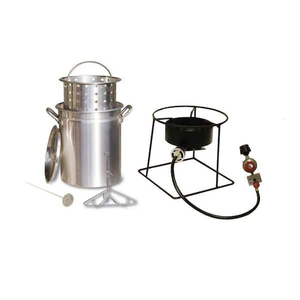 King Kooker 38,000 BTU Propane Gas Outdoor Turkey Fryer with 29 qt. Pot, Steamer Basket and Battery Operated Timer