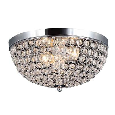 Elipse 13 in. 2-Light Chrome and Crystal Flush Mount