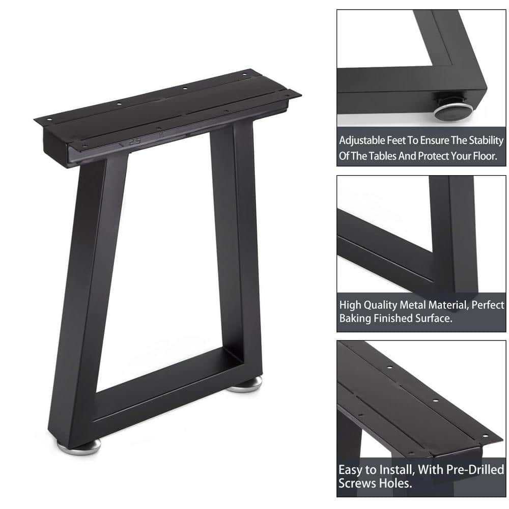16 Inch Black Metal Trapezoid Coffee Table Legs Set