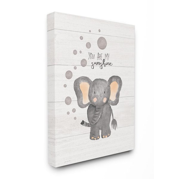 Stupell Industries 16 in. x 20 in. "You Are My Sunshine Elephant" by Jo Moulton Printed Canvas Wall Art