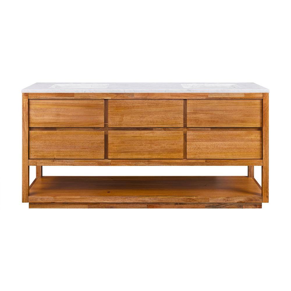 72'' Mango Wood Vanity with Carrara White Marble Top