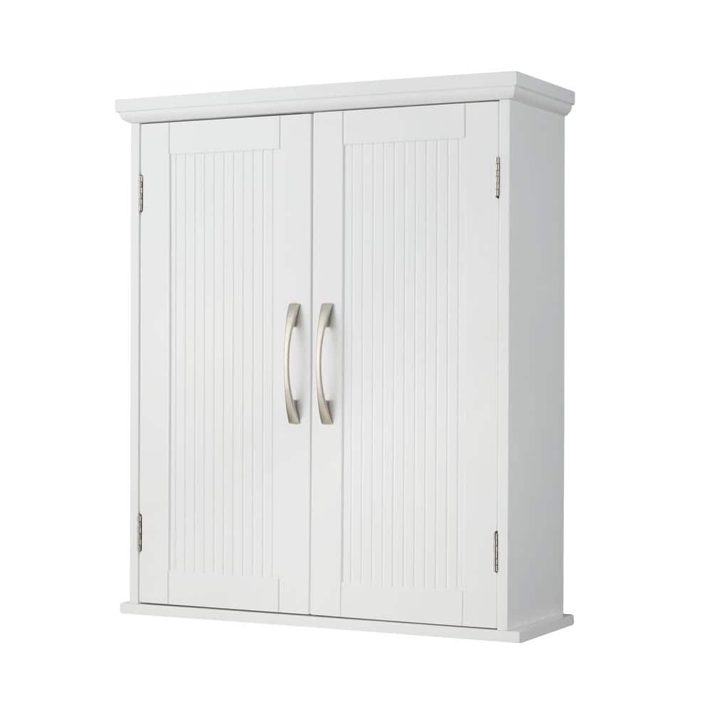 Teamson Home Newport Contemporary 20 in. W x 7 in. D x 24 in. H Wooden  Bathroom Wall Cabinet in White EHF-F0007 - The Home Depot