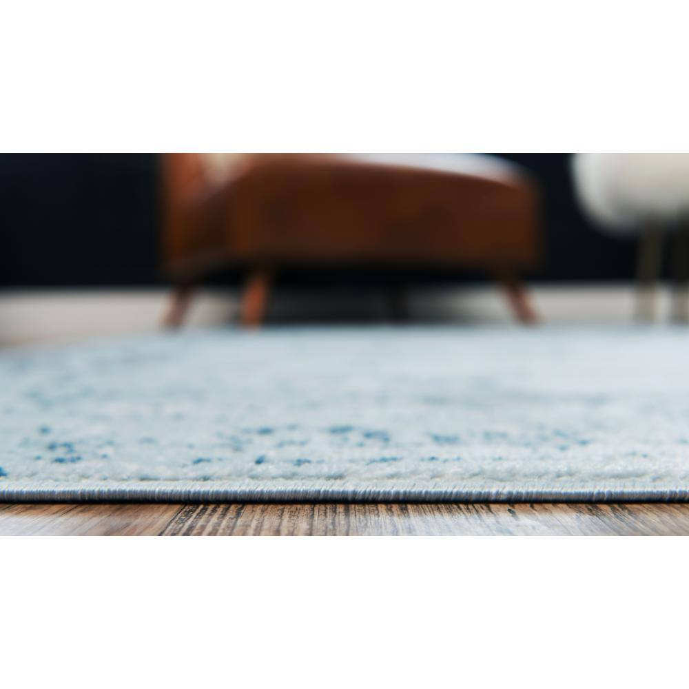 Reversible Easy-Care Light Blue Synthetic Rectangular Rug