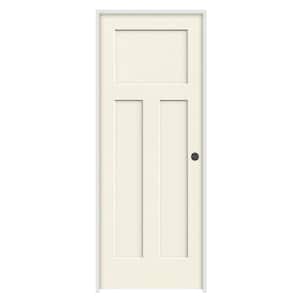 32 in. x 80 in. Craftsman Vanilla Painted Left-Hand Smooth Molded Composite Single Prehung Interior Door