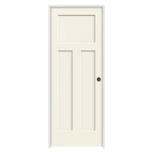 JELD-WEN 32 in. x 80 in. Craftsman Vanilla Painted Left-Hand Smooth Molded Composite Single Prehung Interior Door