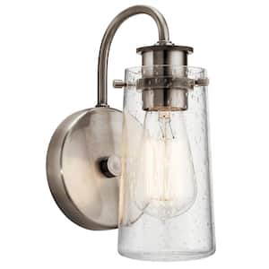 Braelyn 1-Light Classic Pewter Bathroom Indoor Wall Sconce with Clear Seeded Glass Shade