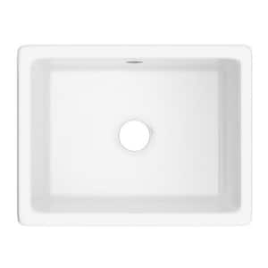 Shaker 23.44 in. Drop-In/Undermount Single Bowl Fireclay Kitchen Sink in White