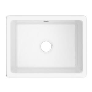 Shaker 23.44 in. Drop-In/Undermount Single Bowl Fireclay Kitchen Sink in White