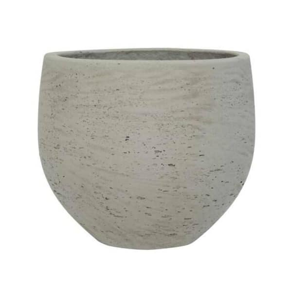 PotteryPots 18.9 in. W x 16.93 in. H Medium Round Grey Washed Fiberclay Indoor Outdoor Orb Planter