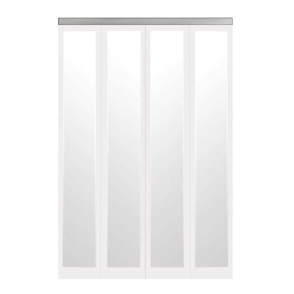Impact Plus 60 in. x 80 in. Mir-Mel Primed Mirror Solid Core MDF Full-Lite Interior Closet Wood Bi-Fold Door with Chrome Trim