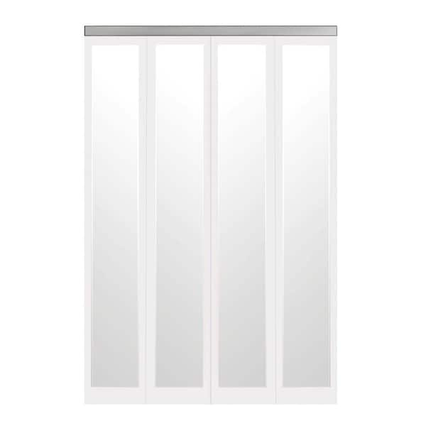 Impact Plus 66 in. x 80 in. Mir-Mel Primed Mirror Solid Core MDF Full-Lite Interior Closet Wood Bi-fold Door with Chrome Trim