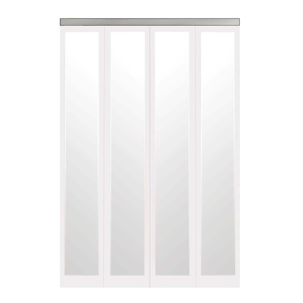 42 in. x 80 in. Mir-Mel White Mirror Solid Core MDF Full-Lite Interior Closet Wood Bi-Fold Door with Chrome Trim price history on PriceWatchPro