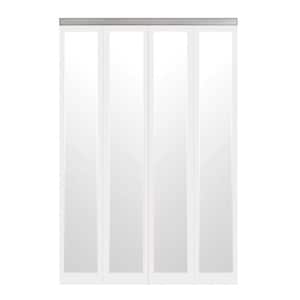 42 in. x 80 in. Mir-Mel White Mirror Solid Core MDF Full-Lite Interior Closet Wood Bi-Fold Door with Chrome Trim