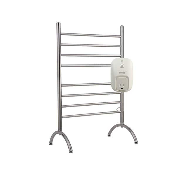 WarmlyYours Barcelona 8-Bar Electric Towel Warmer in Brushed Stainless Steel with WeMo Switch