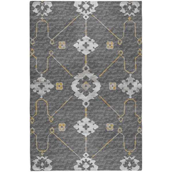Dream Shag Premium Machine Washable Abstract ADS122 Gray 8 ft. x 10 ft. Area Rug