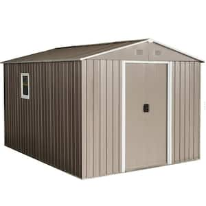 8 ft. W x 10 ft. D Metal Storage Shed Outdoor Tool Room with Floor Base, Windows and Shelf, Gray (70 sq. ft.)