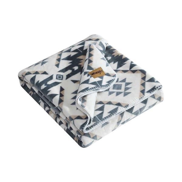 Dakota Reversible Ivory/Grey Plain Weave Polyester Full/Queen Blanket