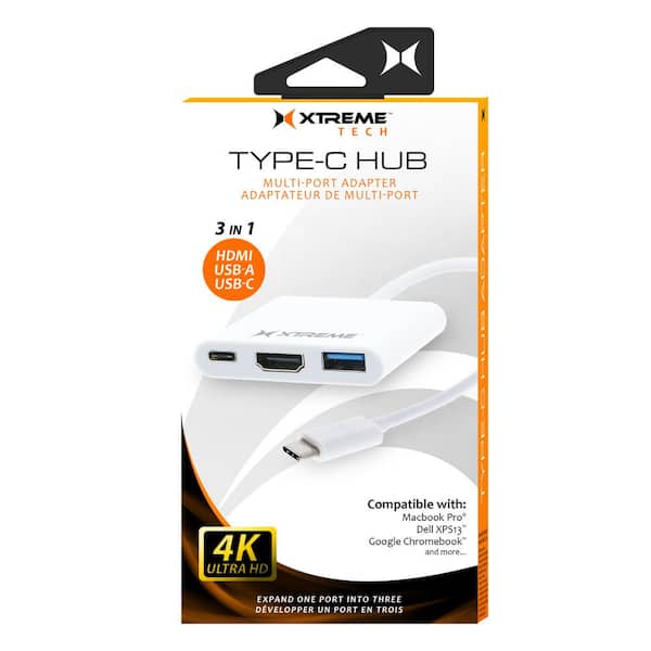 XTREME Multi-Port Adapter, Works with Type-C, USB-A and HDMI Devices, USB  3.0 Speed XCB2-1012-WHT - The Home Depot