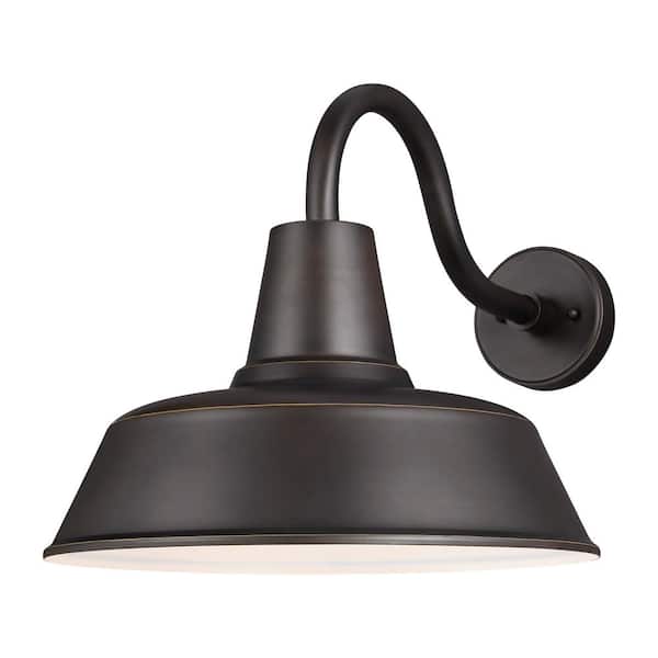 Studio Extra Large 1-Light Bronze Turtle Friendly Outdoor Barn-Light Wall Lantern Sconce with Amber PAR20 LED Bulb