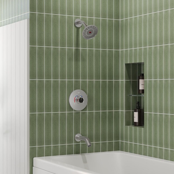 EVERSTEIN Single Handle 2-Spray Shower Faucet Set with High Pressure in Brushed Nickel (Valve Included)