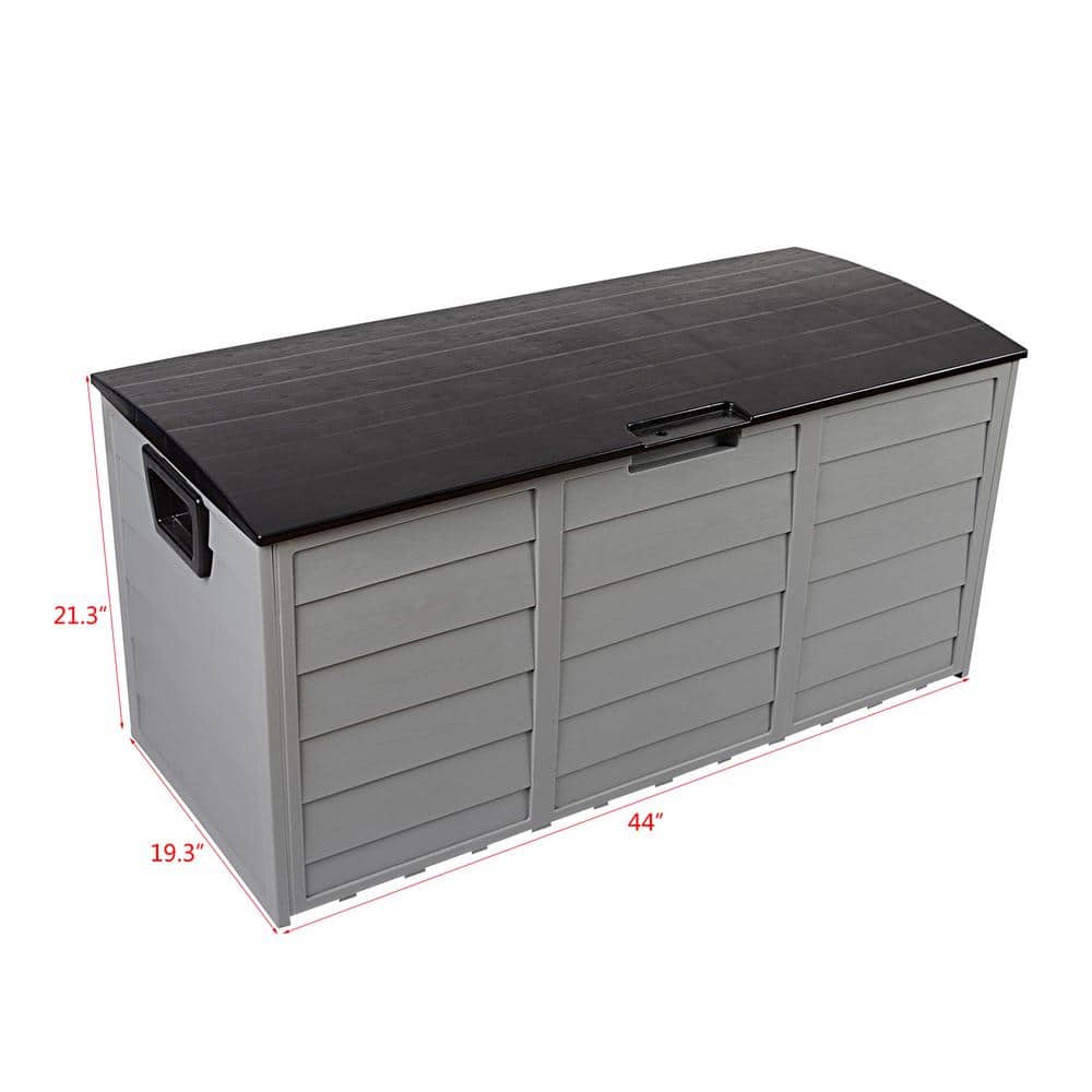 75 Gallon Gray Plastic Lockable Deck Box with Wheels