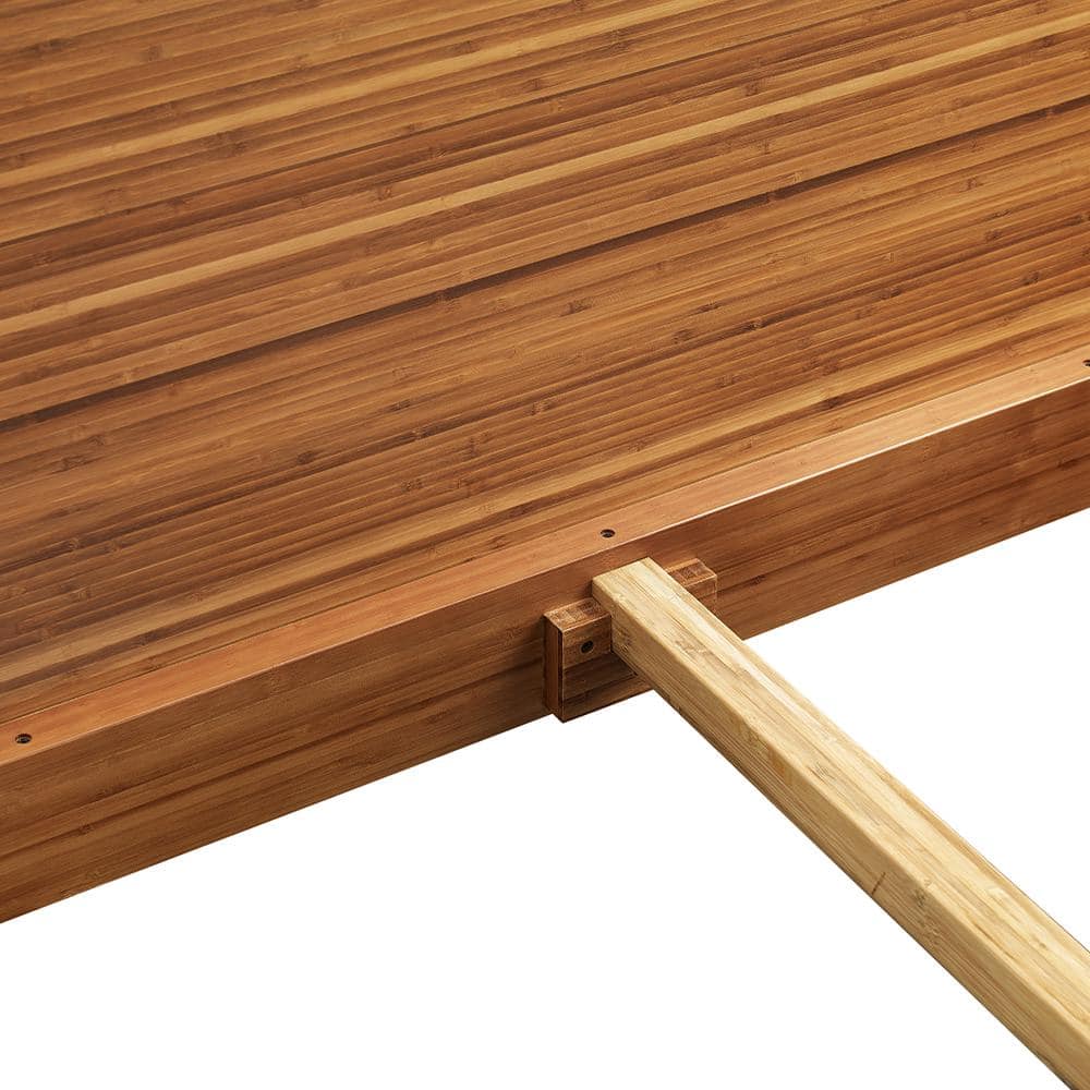 Benji Amber Queen Platform Bed with Upholstered Headboard in Bamboo