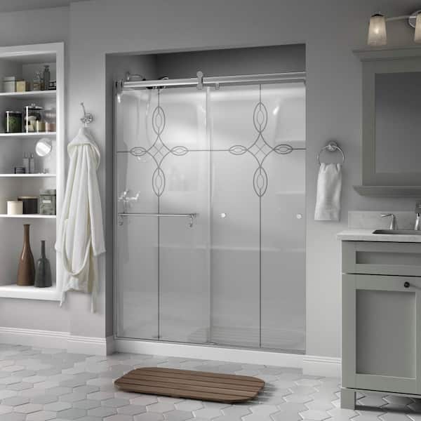 Delta Contemporary 60 in. x 71 in. Frameless Sliding Shower Door in Chrome with 1/4 in. (6mm) Tranquility Glass