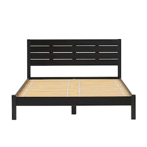 Minimalist Black Wood Frame Queen Platform Bed Frame