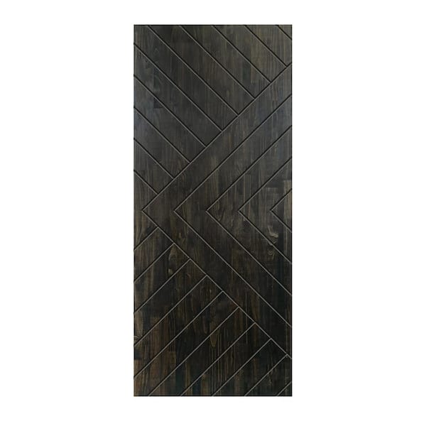 CALHOME 30 in. x 96 in. Hollow Core Textured Charcoal Black Stained Wood Interior Door