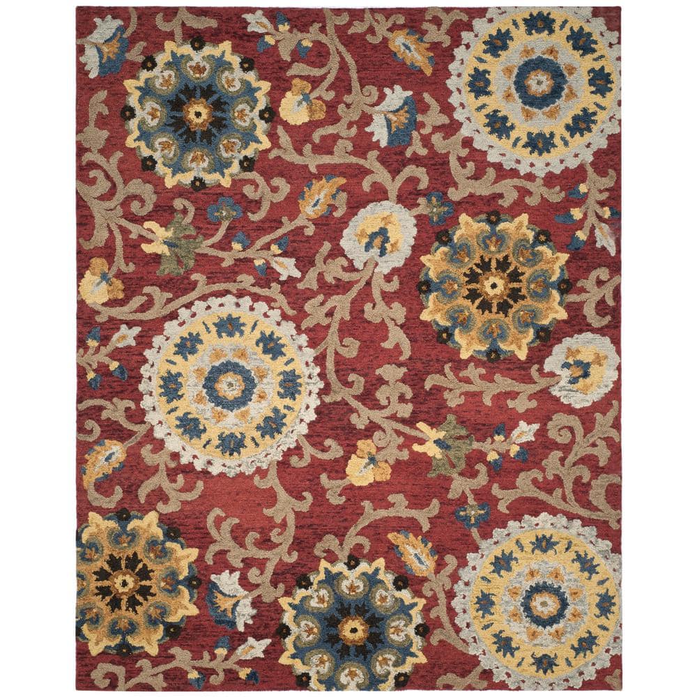Red Female Rug SAFAVIEH Blossom Red/Multi 10 ft. x 14 ft. Bohemian Floral Area Rug ...