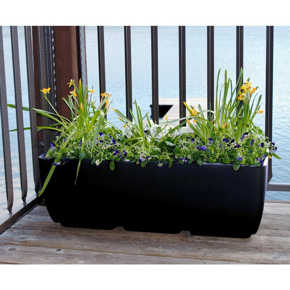 Black Rectangular Polyethylene Indoor/Outdoor Planter