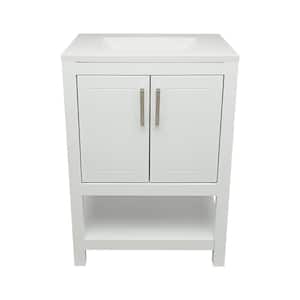 Taos 25 in. W x 19. in D. x 36 in. H Bath Vanity in White with White Cultured Marble Top