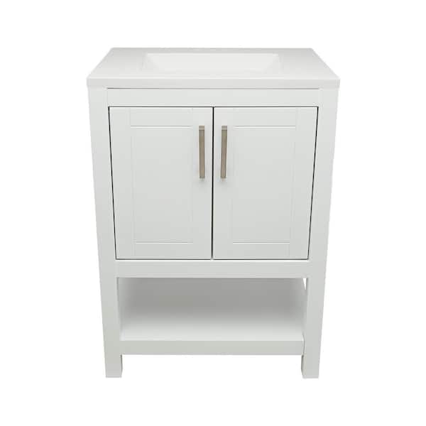 Ella Taos 25 in. W x 19. in D. x 36 in. H Bath Vanity in White with White Cultured Marble Top