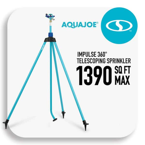 AQUA JOE Indestructible Zinc Impulse 360° Telescoping Tripod Sprinkler