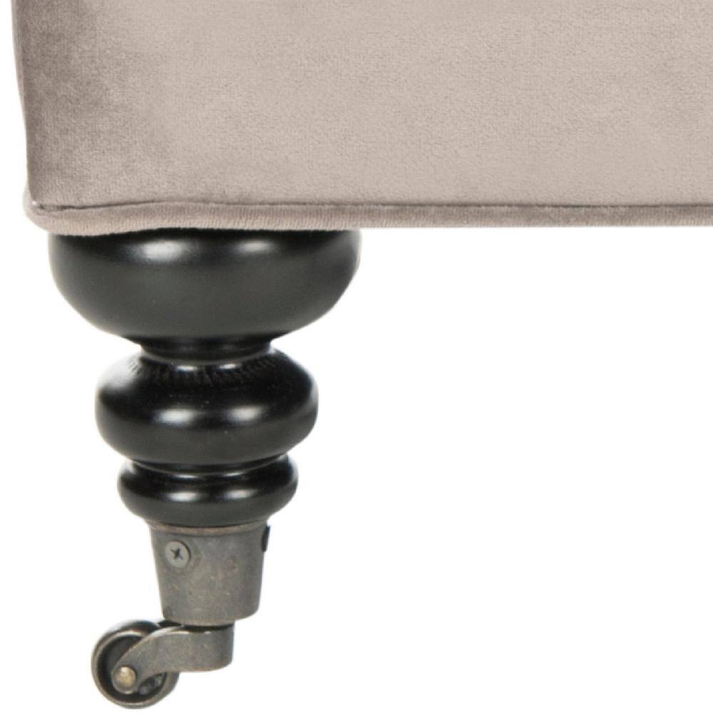 Angeline Gray Tufted Cotton Ottoman with Birchwood Legs