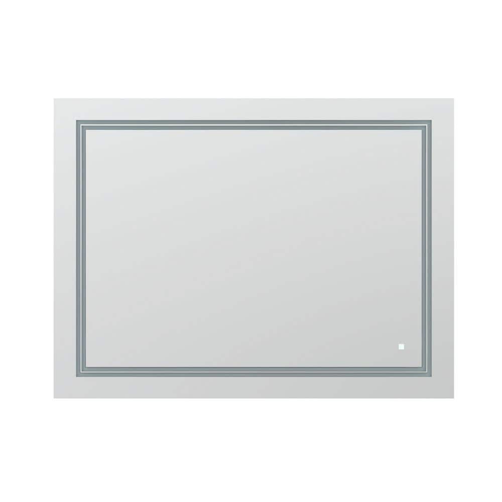 Sleek Soho 48"x36" Silver LED Lighted Bathroom Vanity Mirror with Defogger and Dimmable Lighting