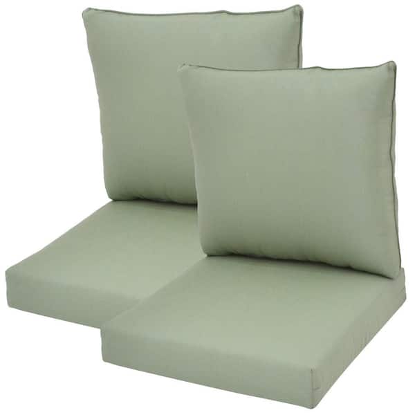 Hampton Bay Spa Blue Pillow Back Outdoor Deep Seating Cushion (2-Pack)