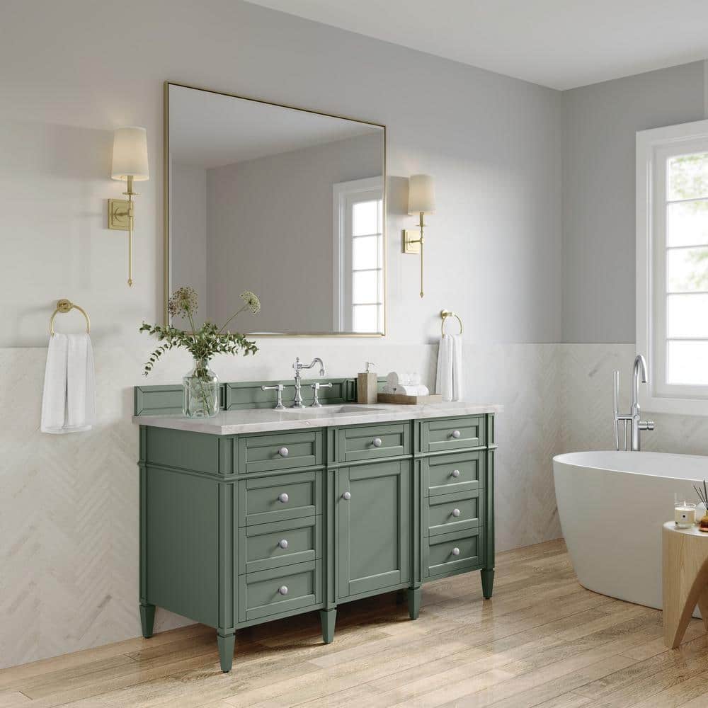 Brittany 60.0 in. W x 23.5 in. D x 33.8 in. H Single Bath Vanity in Smokey Celadon with Victorian Silver Quartz Top price history on PriceWatchPro