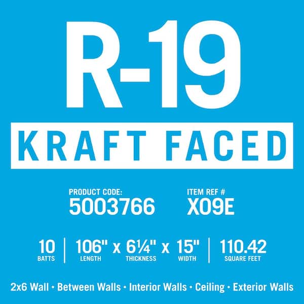 R-19 EcoBatt® Kraft Faced Fiberglass Insulation Batt 6-1/4 R-19 EcoBatt® Kraft Faced Fiberglass Insulation Batt 6-1/4