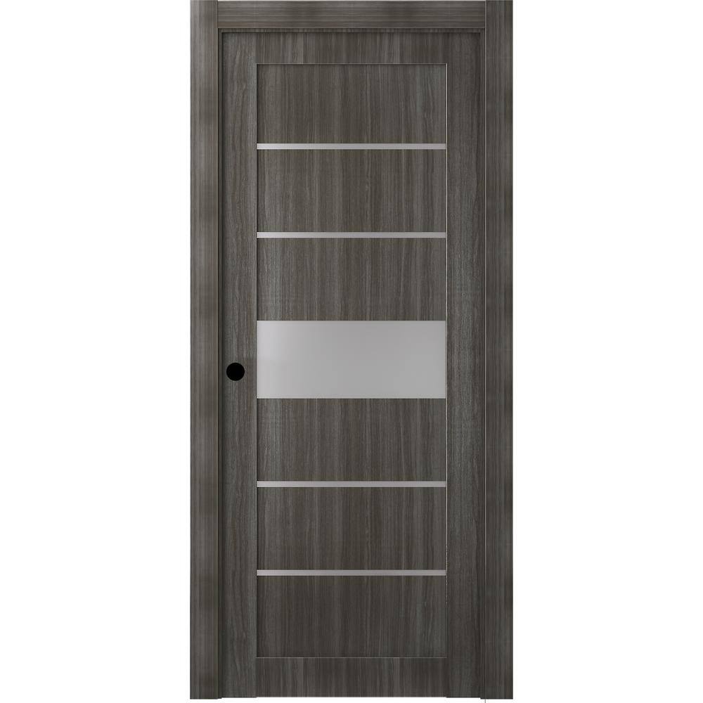 18 in. x 80 in. Siah Gray Oak Right-Hand Solid Core Composite 5-Lite Frosted Glass Single Prehung Interior Door price history on PriceWatchPro