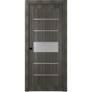 32 in. x 80 in. Siah Gray Oak Right-Hand Solid Core Composite 5-Lite Frosted Glass Single Prehung Interior Door