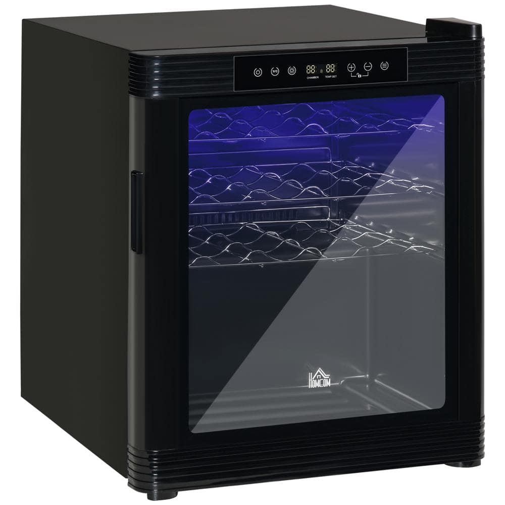 19.75 in. Single Zone 18-Wine Bottles Beverage and Wine Cooler in Black wit