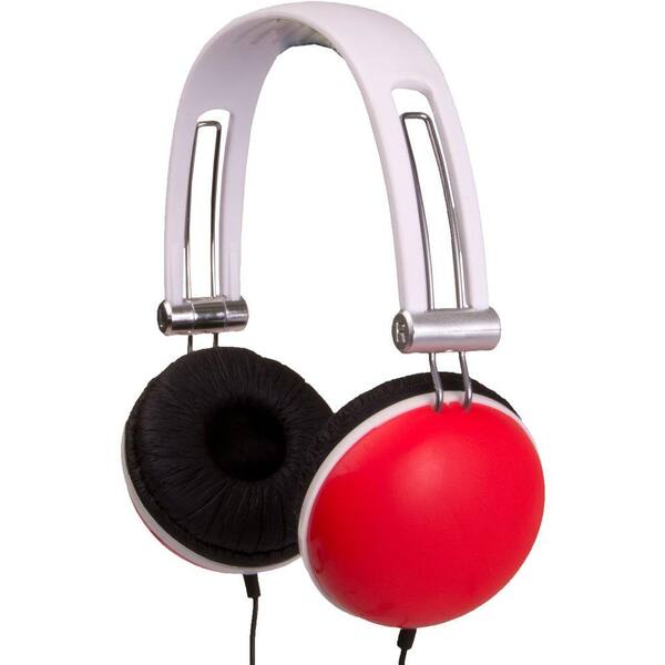 QFX 3-In-1 DJ Stereo Headphones with Matching Earbuds and Splitter- Red