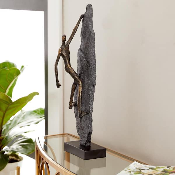 5 in. x 19 in. Bronze Polystone Climbing People Sculpture