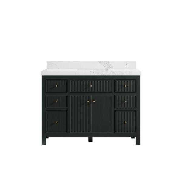 Willow Collections Sonoma 48 in. W x 22 in. D x 36 in. H Bath Vanity in Dark Green with 2 in. Calacatta Nuvo Top