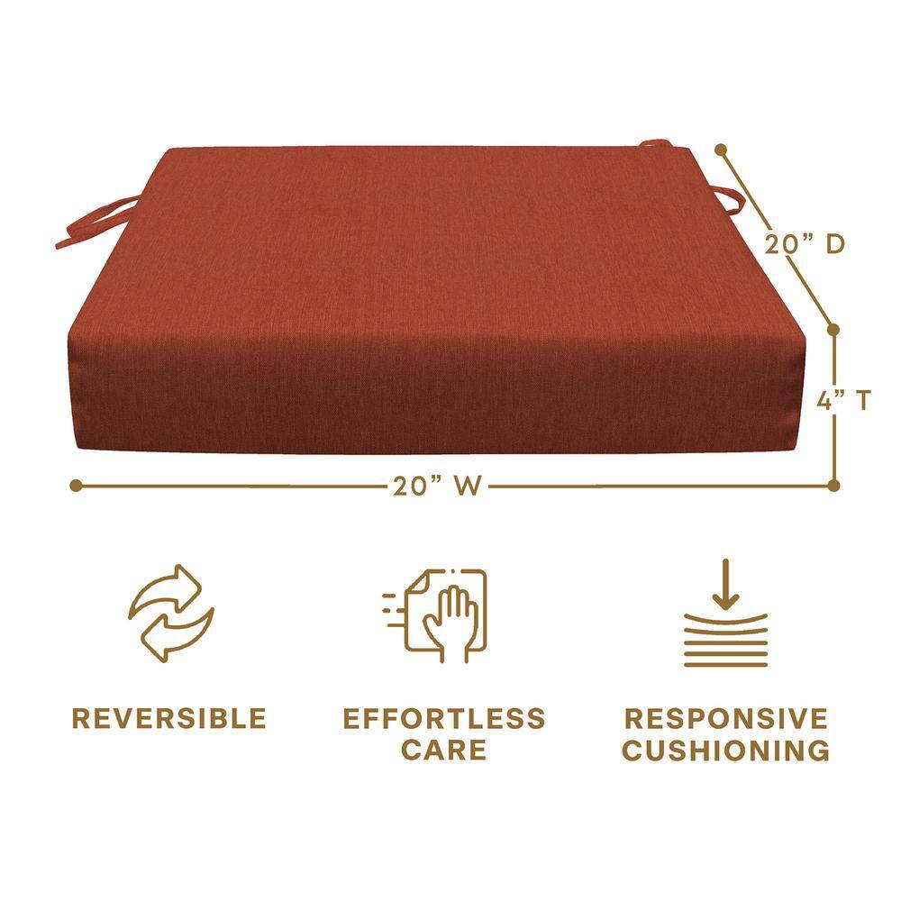 Terracotta Square Polyester Dining Seat Cushions (20" x 20") - Set of 2
