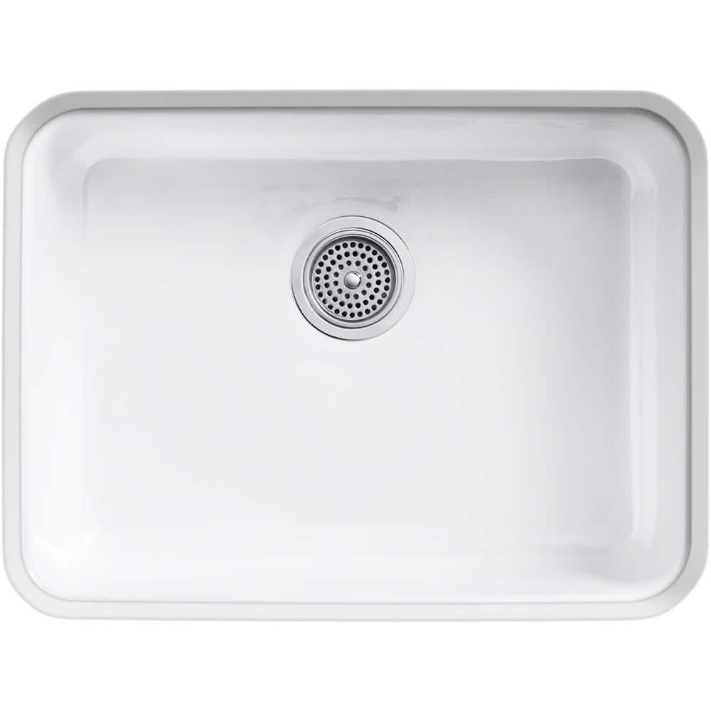 White Cast Iron Drop-In Single Bowl Kitchen Sink