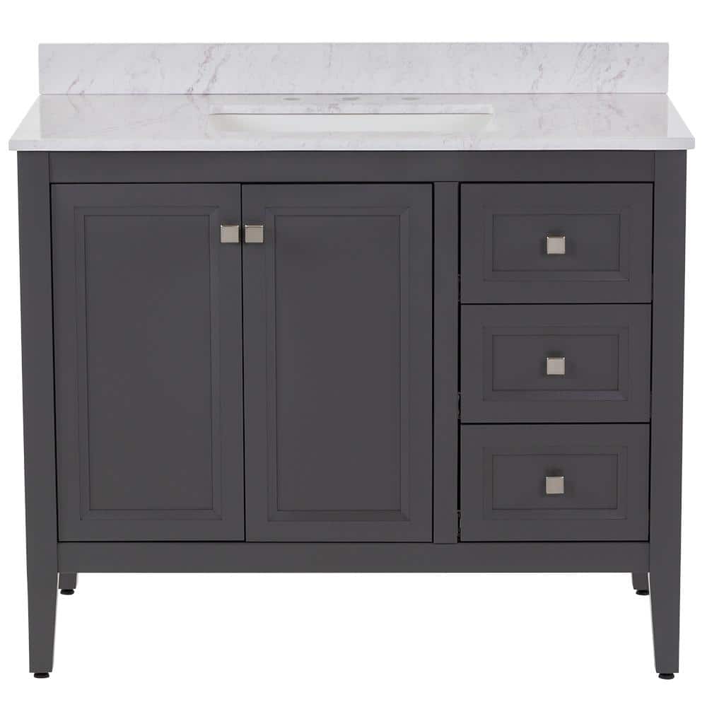 Reviews for MOEN Darcy 43 in. Single Sink Shale Gray Bath Vanity with