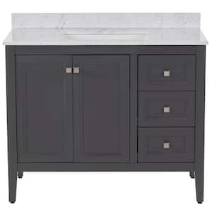 Darcy 43 in. W x 22 in. D x 39 in. H Single Sink Freestanding Bath Vanity in Shale Gray with Lunar Cultured Marble Top